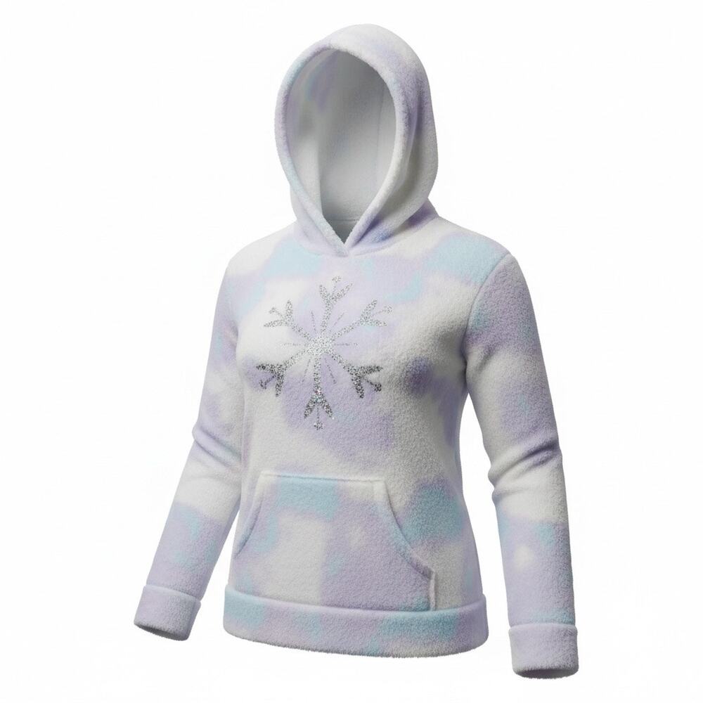 Disney Jumping Beans Girls Size 10 Plush Hoodie Pastel Tie Dye Snowflake